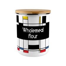 Retro Wholemeal Flour Canister - Art Deco 2.7L X-Large Enamel Kitchen Tin