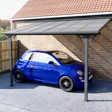 Adjustable Aluminium LeanTo Carport, 8' Wall Mounted Pergola, Polycarbonate Roof