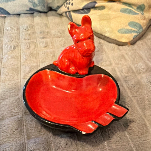 Ceramic ashtray red - ashtray, red/black