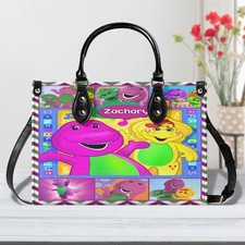 Barney & Friends Leather Handbag, Cartoon Character Purse, Gift Bag