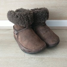 Fitflop Boots Nubuck Suede Dark Brown UK 3 Womens Ankle Sheepskin Mukluk Girls 