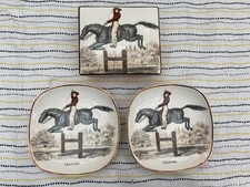Vintage Gray's Pottery Leaping Horse and Jockey Box & Plates Dishes