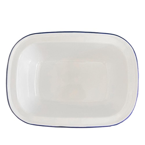 White enamel pie dish oblong - enamel,
