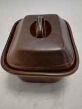 Vintage Brown Stoneware Lidded