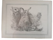  GLENDA RAE SIGNED FRAMED (56X46CM) SKETCH PENCIL PRINT PICTURE  