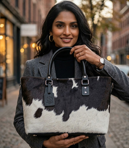 Genuine cowhide leather tote - genuine,