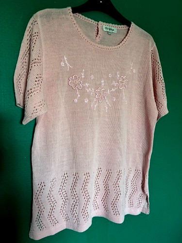 Pink jumper lacey knit - jumper,