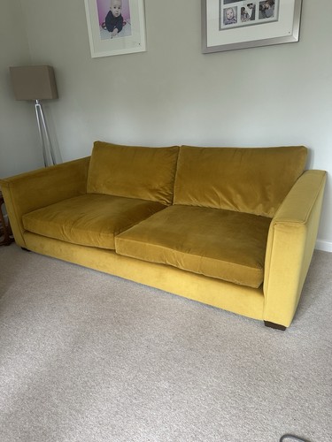 Yellow velvet seater sofa - velvet,