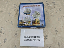 Sailing Boat Model, Wooden Nautical Boat Figurine Miniature Sail Ship - (READ)