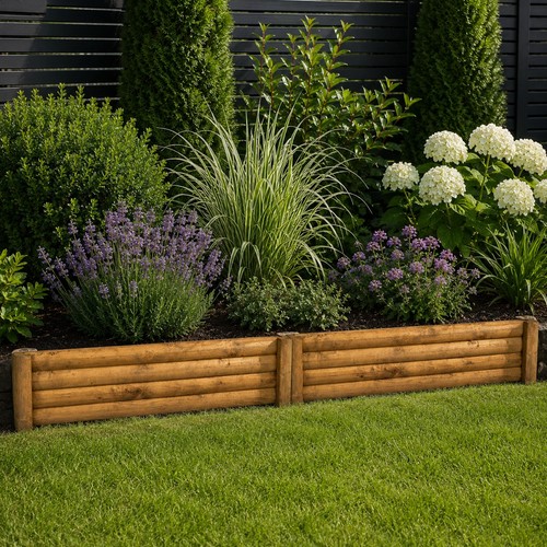 Wooden garden border edging - garden,