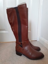 TU Sainsbury's Ladies Brown Real Leather Zip Up Knee High Boots UK  Size 5 BNWT