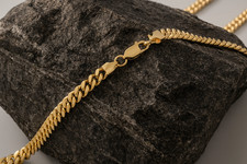 18ct Gold Cuban Chain on Solid Silver 18"  5.6mm Wide British Made Hallmarked