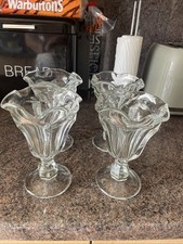 Vintage Tall Ice Cream Sundae/Milkshake/ Knickerbocker Glory Glasses x 4