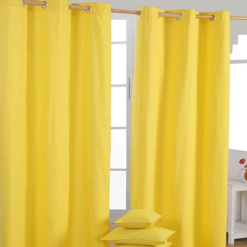 Yellow eyelet curtains - yellow,