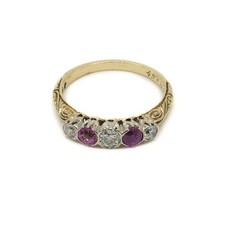 14ct Rubies and Diamond Ring 585 yellow gold antique size 54 collectible