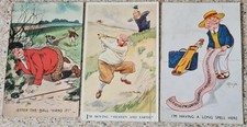 3 Rare VINTAGE GOLF Comic Golf Postcards Including G F Christie