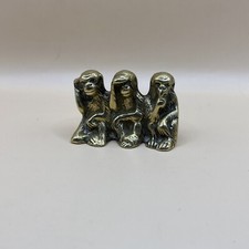 Monkeys Brass ornament see hear speakl 2inch tall 2.75 inches long #C1