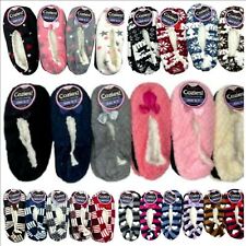 Ladies Cosy Fleece Slippers Sherpa Boots Womens Warm Non-Slip Bed Socks UK 4-7