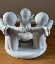 Angels Tea Light Holder White Ceramic Xmas