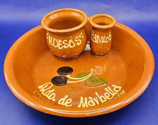 Vintage Terracotta Mediterranean Olive Dish from Marbella Spain, 18cm wide