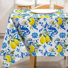 Lemon Printed Tablecloth For Spring & Summer, Italian Style Stain-Resistant 2105