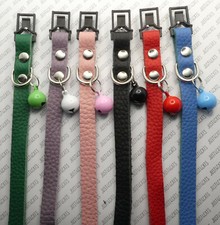 (CC045) Extra Soft Real Leather Cat Kitten Collar Removable Bell Safety Release 