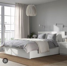 A Double Bed with Mattress and Bedside Table Bedroom Furniture Set In Grey