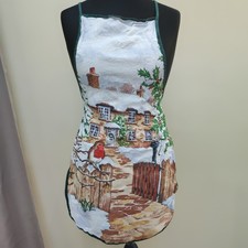 Vintage Causeway Apron Winter Robing Snow Scene Cotton Made in Ireland