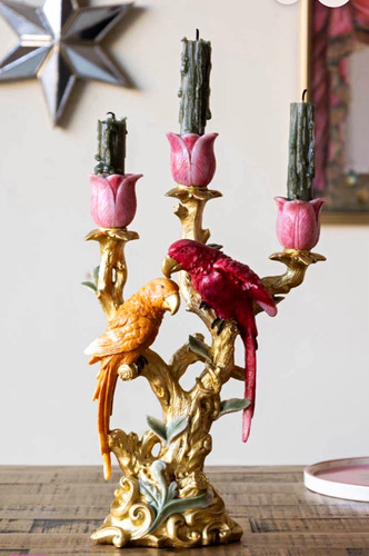 Parrot bird resin - parrot, candelabra