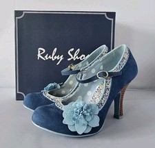 Ruby Shoo Poppy in Blue/Floral Size 5/38 IMMACULATE & STUNNING SHOES 
