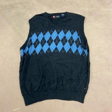Chaps Knitted Sweater Vest Argyle Patterned V-Neck Knit Sweater Men's L