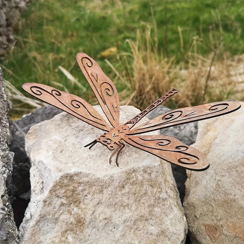 Rustic metal dragonfly garden - metal,