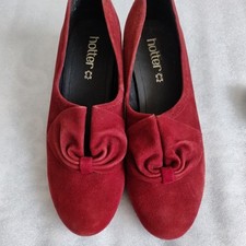 Hotter Heels Womens Burgundy Size 5.5 Suede 1950s Style Court Shoes Donna vgc.