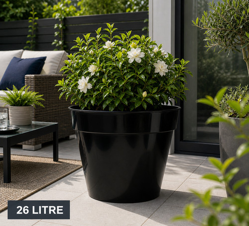 26l black plastic garden plant - 26l,