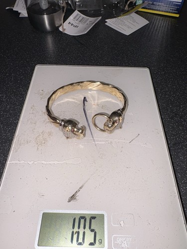 9ct gold panther head - panther, bangle