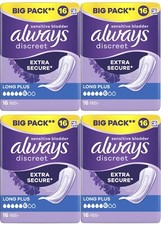 Always Discreet Sensitive Bladder Incontinence Pads Long Plus Pad Thin - 64 Pack