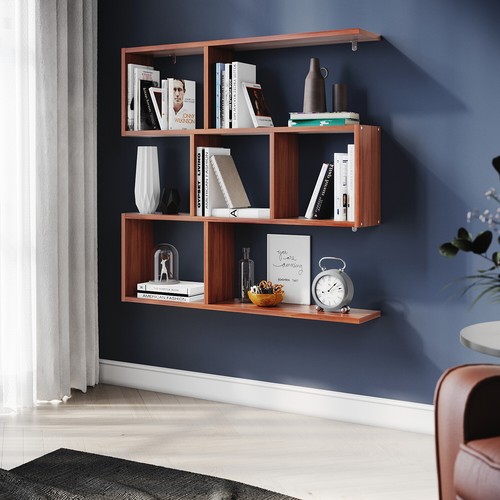 Walnut wall shelving storage - walnut,