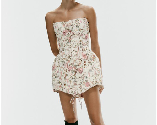 Zara floral print strapless - floral,