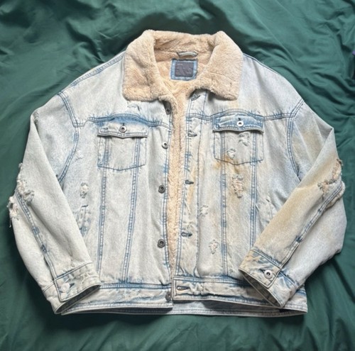 Men denim jacket - jacket, large