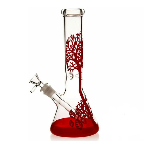 Inch heavy glass bong red - 10,