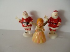 Vintage 4 piece  Christmas Cake Decorations  2 Santas/ Angel/ greetings Plastic