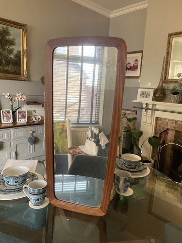 Teak wall mirror - mirror, retro