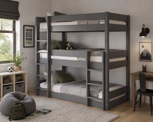 Anthracite triple bunk - anthracite, bed