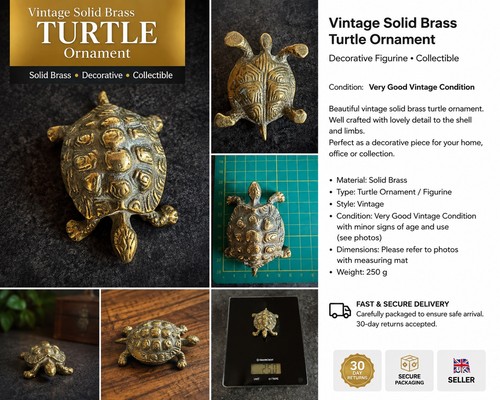 Vintage solid brass turtle - vintage,