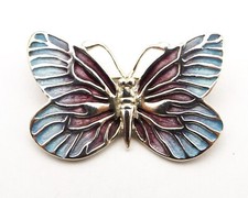 Butterfly enamel brooch sterling silver  Norman Grant design unsigned