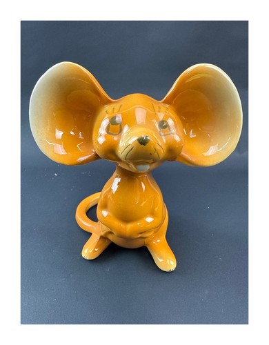 Ceramic orange mouse figurine - ceramic,