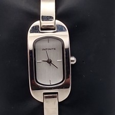 Infinite Ladies Bangle Watch Silver Tone Rectangle Dial – New Battery Fitted