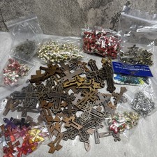 CRAFT Jewellery Making Clear Out Crosses Pendants Job Lot Glass Wood Metal