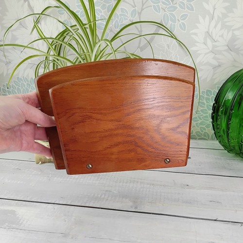 Vintage mcm wooden letter rack - wooden,