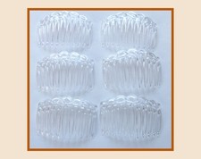 Hair Combs Hair Slides 6 Pack of Clear Transparent Plastic Toothed Combs